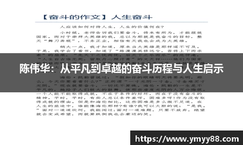 陈伟华：从平凡到卓越的奋斗历程与人生启示